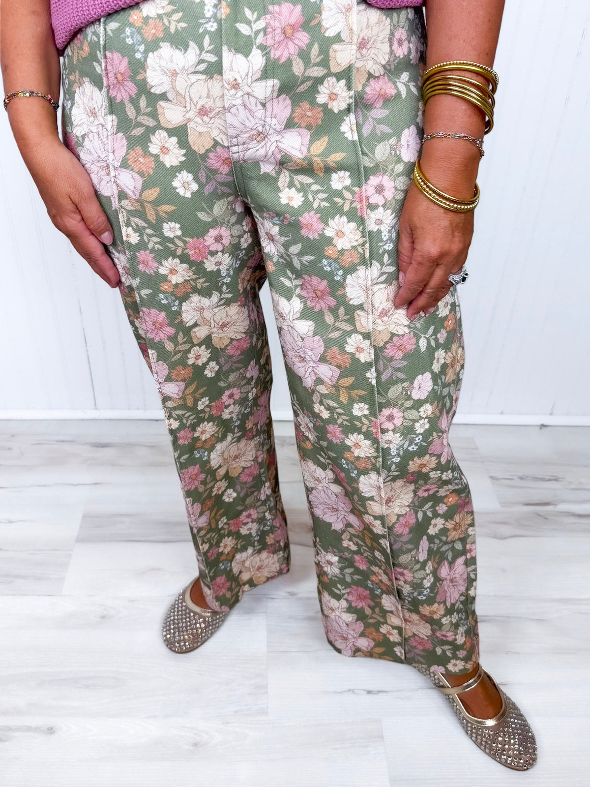 Jean large fleuri