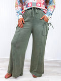 Pantalon large vert olive
