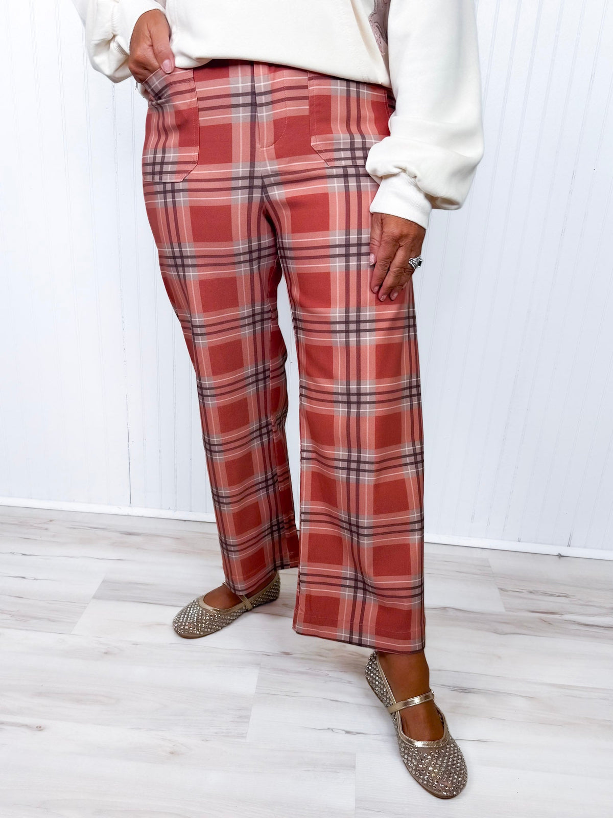 Pantalon large à carreaux