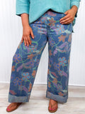 Jean large fleuri
